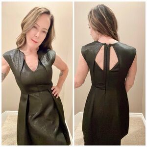 HALSTON Black Metallic Adrian Dress
